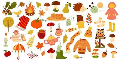 herfst set. hallo herfst, herfst seizoen iconen collectie. vector