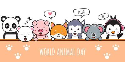 gelukkige dierenviering wereld dierendag banner pictogram illustratie vector