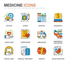 Eenvoudige Set Gezondheidszorg en Geneeskunde Lijn Pictogrammen voor Website