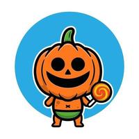 schattige baby pompoen halloween cartoon afbeelding vector