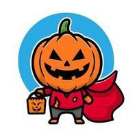 schattige pompoen halloween cartoon afbeelding vector