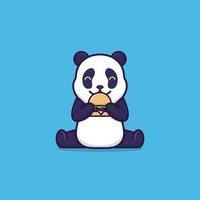 schattige panda die hamburger eet vector