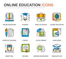 Eenvoudige set onderwijs en kennis lijn iconen voor website