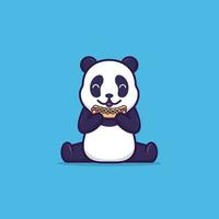 schattige panda die hotdog eet vector