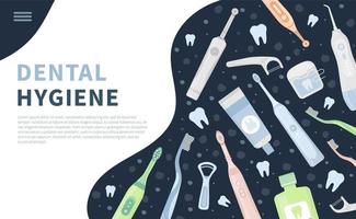 orale tandreiniging hygiëne tools landing banner vector