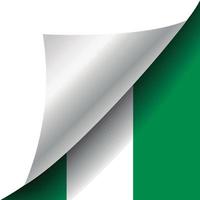 vlag van nigeria met gekrulde hoek vector