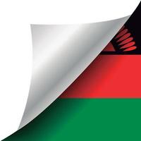 vlag van malawi met gekrulde hoek vector