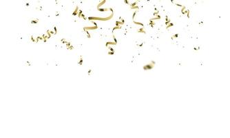 viering achtergrond sjabloon met confetti gouden linten. vector