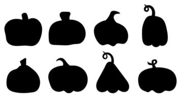 eenvoudige pictogrammen van pompoenen. zwart silhouet van een pompoen. vector