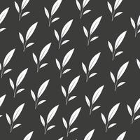 naadloos patroon met bladerensilhouet op zwarte achtergrond vector
