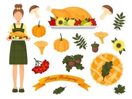 verzameling elementen voor Thanksgiving vector