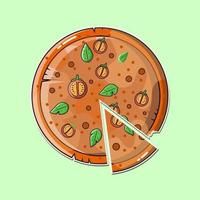 pizza pepperoni met plak illustratie pro vector
