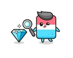 gummascotte controleert de echtheid van een diamant vector