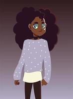 afro amerikaans meisje karakter jeugdcultuur kleding vector