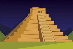 Azteekse piramide traditionele cultuur in landschapsontwerp vector