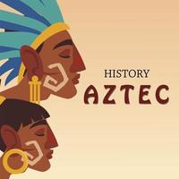 krijger mannen profiel karakters geschiedenis Azteekse poster vector