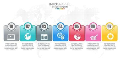 infographics tijdlijn ontwerpsjabloon met pictogrammen en tekstlabel. vector