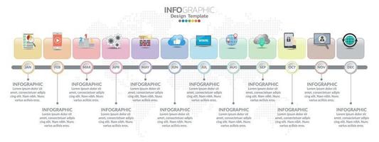 tijdlijn infographics ontwerp voor 12 maanden met bedrijfsconcept vector