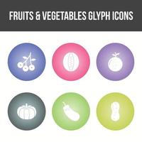 unieke fruit en groente vector icon set