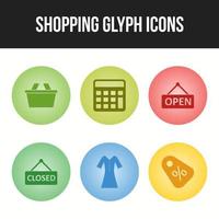 unieke pictogrammenset van glyph-pictogrammen voor winkelen vector