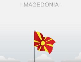 vlag van macedonië die onder de witte lucht vliegt vector