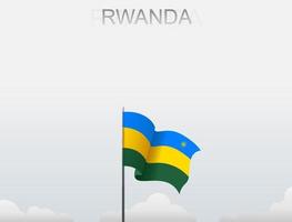 vlag van rwanda die onder de witte hemel vliegt vector