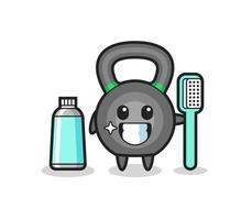 mascotteillustratie van kettlebell met een tandenborstel vector