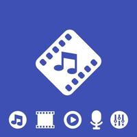 multimedia, video en muziek iconen set vector