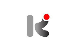 letter k logo alfabet ontwerp pictogram voor bedrijf grijs rood vector