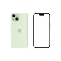 iphone 15 model. groen kleur. voorkant visie en terug visie. vector model. vector illustratie