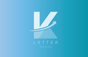 k alfabet letter logo in blauw witte kleur voor pictogram ontwerpsjabloon vector