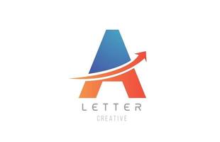 blauw oranje een letter alfabet pictogram ontwerp voor bedrijfssjabloon vector