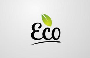 groen blad eco handgeschreven word-tekst voor typografie logo-ontwerp vector