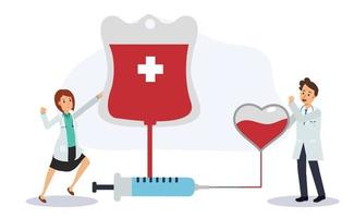 bloeddonatie concept.charity.doctors juichen bloeddonatie toe vector