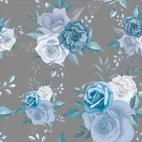 mooi blauw bloemen naadloos patroon vector