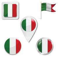 set iconen van de nationale vlag van italië vector