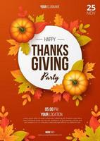 happy thanksgiving day partij poster. vector illustratie