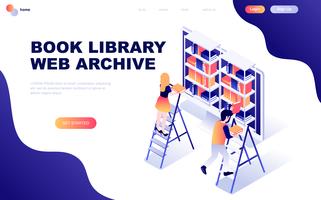 Moderne platte ontwerp isometrische concept van bibliotheek van de boek vector