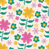 bloemen naadloos patroon met schattige tekening pastelkleuren vector