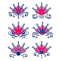 lotus abstracte tekening, etnische tribale motieven set collecties vector