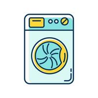 wasserette, wasmachine blauw en geel rgb-kleurenpictogram vector