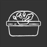 plastic container voor salade krijt wit pictogram op zwarte achtergrond vector