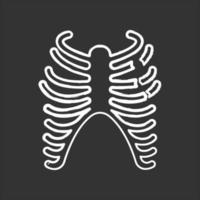 ribfractuur krijt wit pictogram op zwarte achtergrond vector