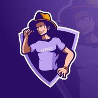 coole man mascotte logo illustratie voor esport profiel of avatar vector