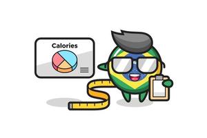 illustratie van de mascotte van de vlag van Brazilië als diëtist vector