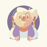 schattige oudere vrouw, grootmoeder vrouwelijke senior cartoon vector