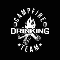 kampvuur drinken team grappig camping partij t overhemd ontwerp vector