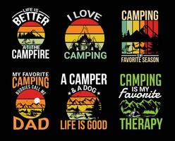 camping t overhemd ontwerp bundel vector