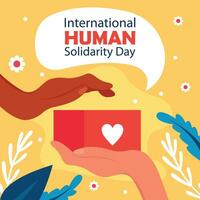 illustratie vector grafisch van hand- geven bijdrage doos naar andere hand, perfect voor Internationale dag, menselijk solidariteit dag, vieren, groet kaart, enz.