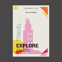 Welkom naar de toren van Hercules een corua Spanje onderzoeken reizen genieten poster sjabloon vector